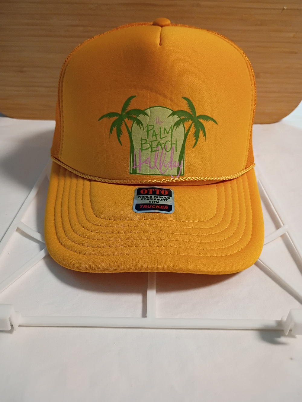 OTTO Yellow Palm Beach Graphic Trucker Hat